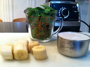 Ingredients for Spinach, Banana & Almond Milk Smoothie